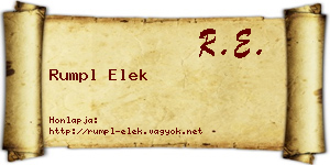 Rumpl Elek névjegykártya